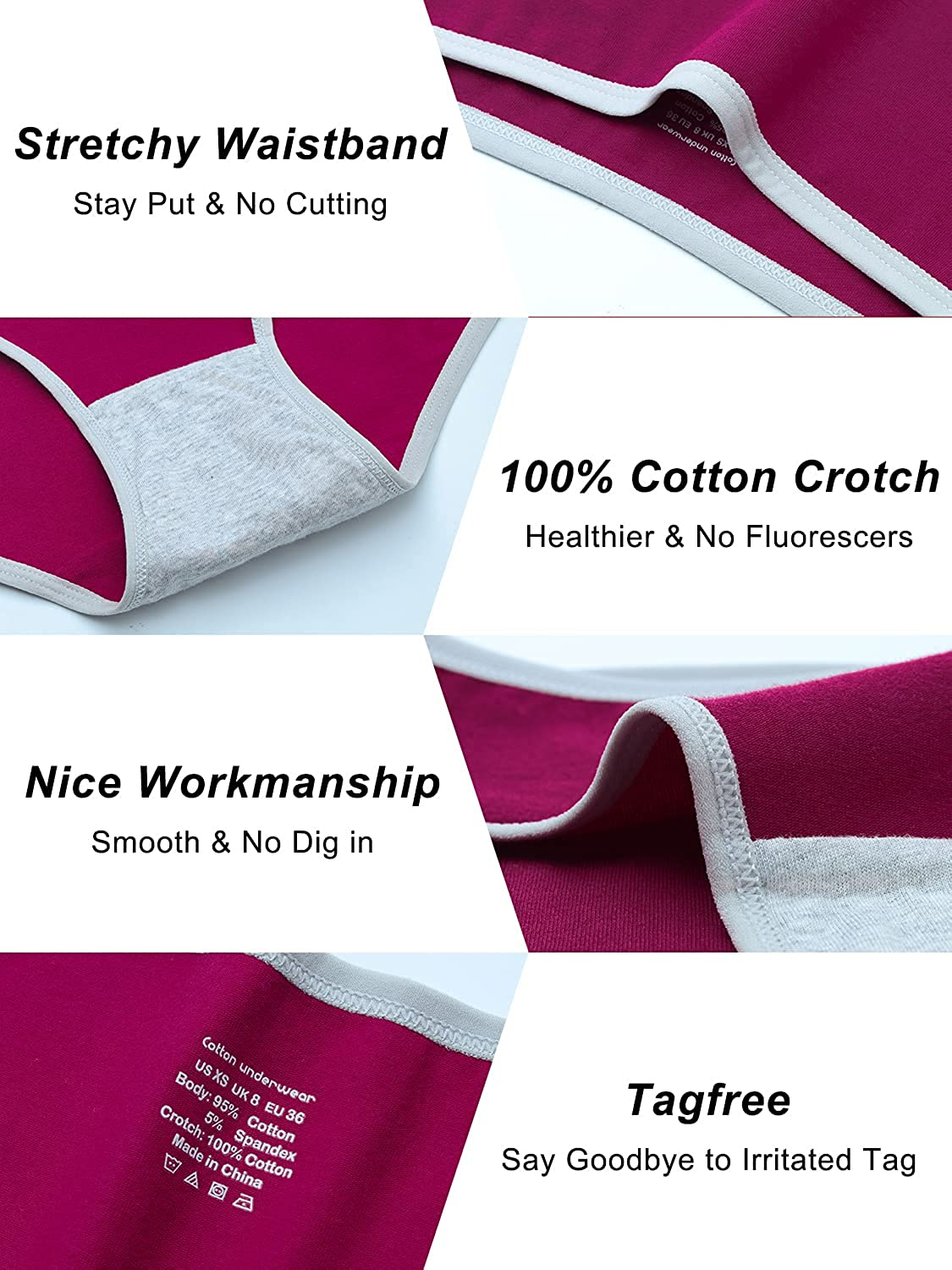 Cotton Hipster Panties for Women Low Rise No Muffin Top Cheeky Underwear for Girls 6 Pack Apparel & Accessories > Clothing > Underwear & Socks > Underwear TUTUESTHER