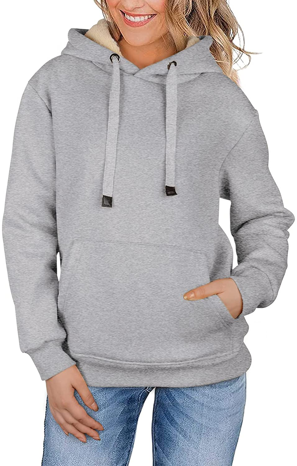 Theast Womens Winter Casual Warm Fleece Sherpa Lined Pullover Hooded Sweatshirt, Hoodies Sweatshirt for Women Apparel & Accessories > Clothing > Activewear Kylie Max