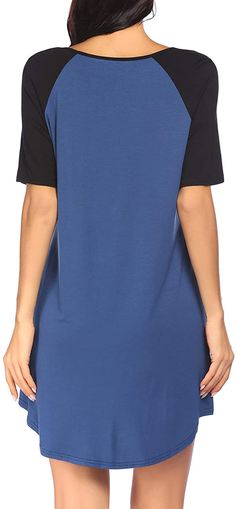 Ekouaer Short Sleeve Nightgown Raglan Sleepshirt Color Block Nightshirt Lounge Dress Casual Sleepwear for Women Apparel & Accessories > Clothing > Sleepwear & Loungewear > Nightgowns Kylie Max