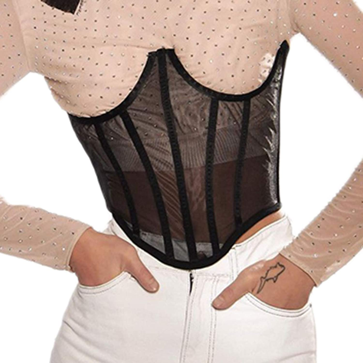 Sexy Women Push up Bustiers Corsets Strapless off Shoulder Slim Crop Tops Clubwear Party Outwear Apparel & Accessories > Clothing > Underwear & Socks > Lingerie hirigin S-black Medium