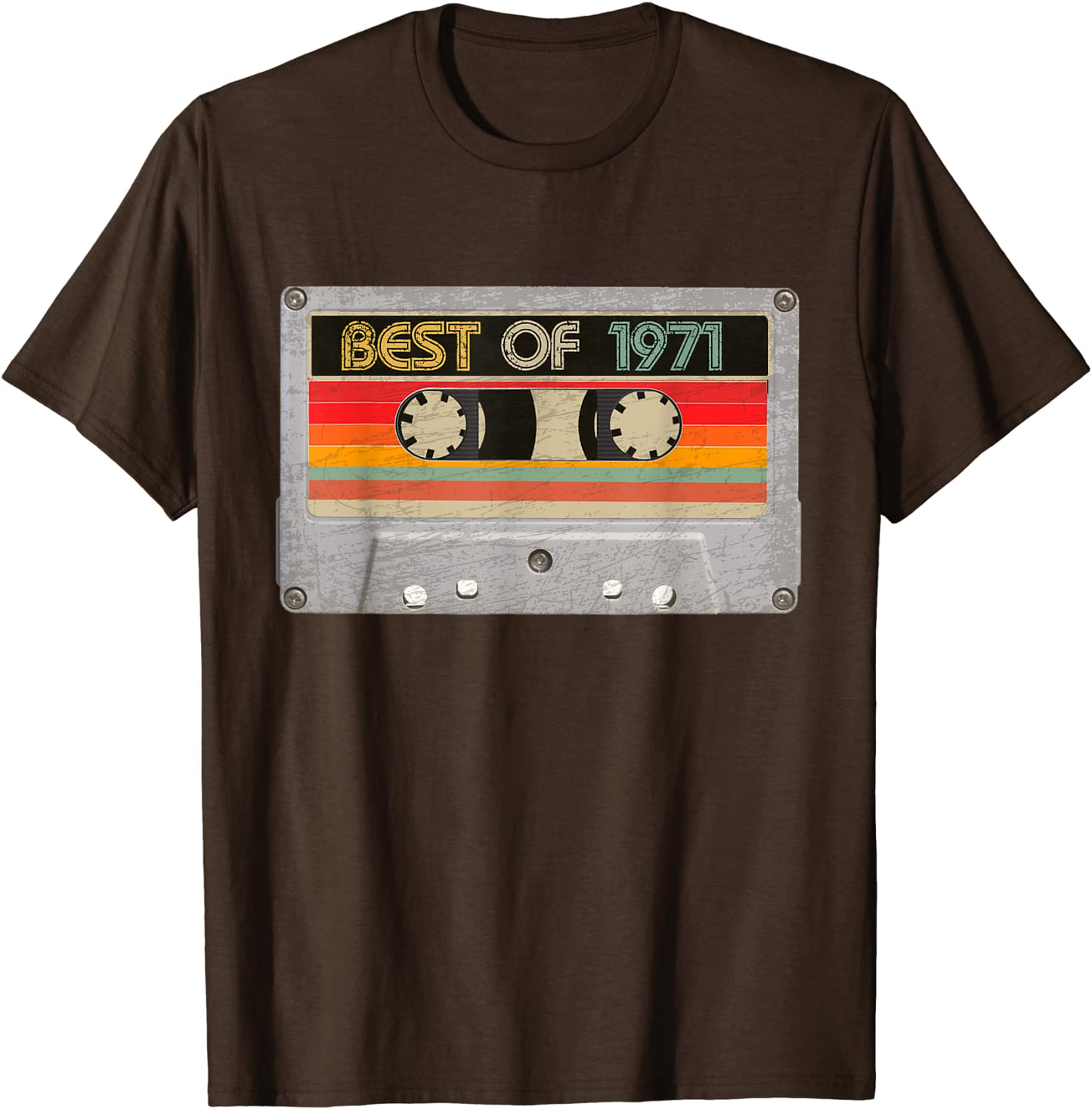 Best Of 1971 50th Birthday Gifts Cassette Tape Vintage T-Shirt Arts & Entertainment > Party & Celebration > Gift Giving BORN Brown Men XL