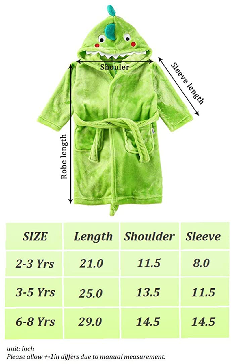 Kids Boys Animal Plush Bathrobe Dinosaur Elephant Monster Hooded Fleece Sleep Robe 3-8 Years Apparel & Accessories > Clothing > Sleepwear & Loungewear > Robes Kylie Max