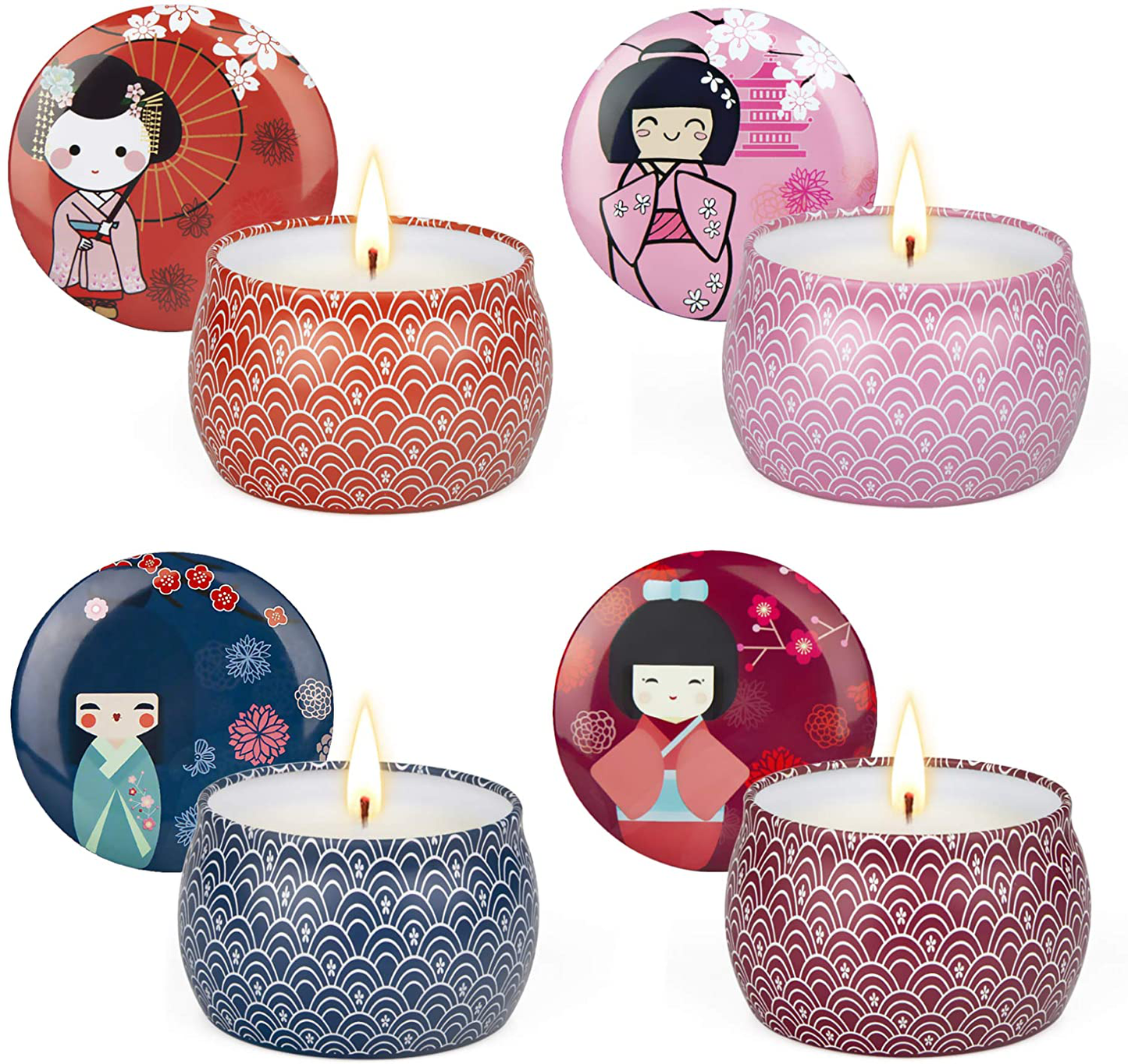 Scented Candles Gifts Set for Women, Aromatherapy Candles for Home Scented, Upgraded Large Tin of Soy Candle Lavender Candle Birthday Gifts for Women Mom Bath Spa Meditation Christmas Gifts Candles Arts & Entertainment > Party & Celebration > Gift Giving LGJDF Sakura, Orange, lavender, Persimmon Copal