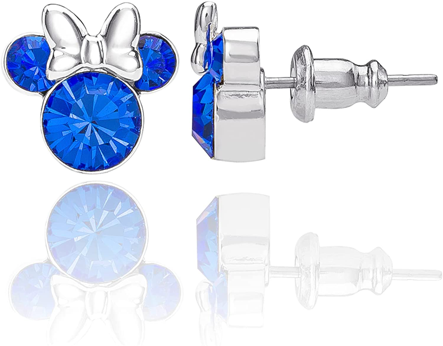 Disney Minnie Mouse Birthstone Jewelry, Silver Plated Crystal Stud Earrings for Women and Girls Arts & Entertainment > Party & Celebration > Gift Giving Disney September-Sapphire Crystal