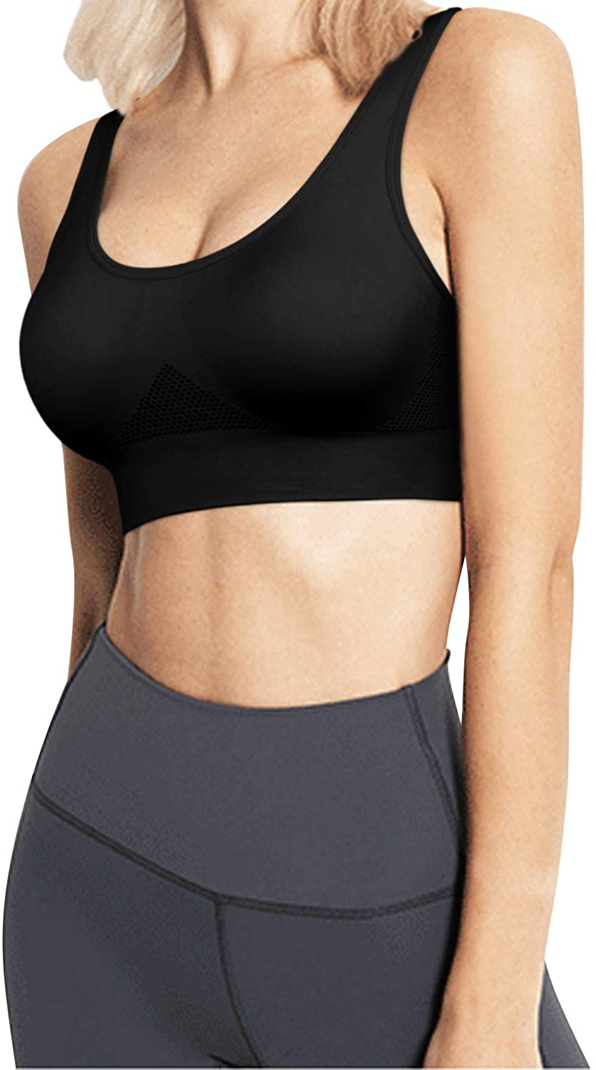 Women Sports Bra Comfortable Sleep Bras No Underwire Seamless Workout Yoga Bra of 3 Pack Apparel & Accessories > Clothing > Underwear & Socks > Bras Kylie Max