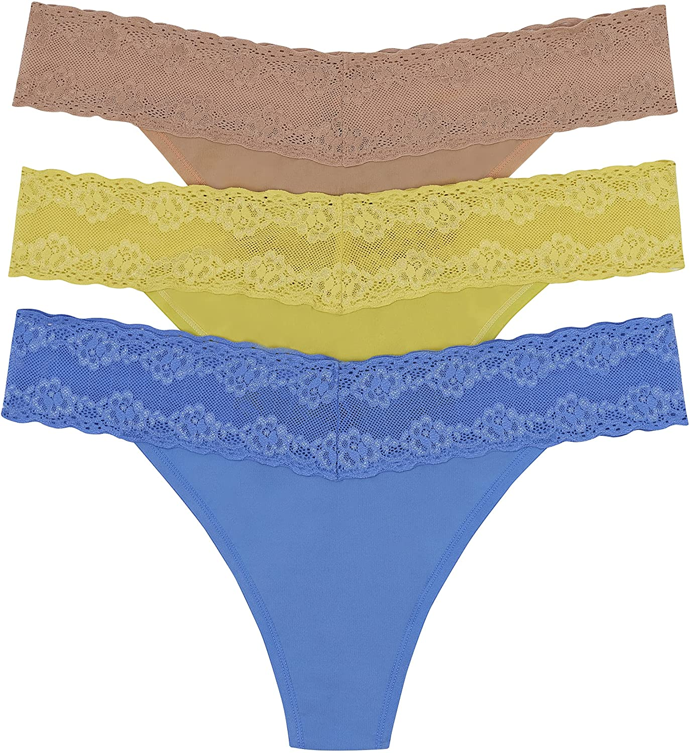 Natori Women'S Bliss Perfection One Size Thong Apparel & Accessories > Clothing > Underwear & Socks > Underwear Natori Cafe/Citrine/Pool Blue One Size