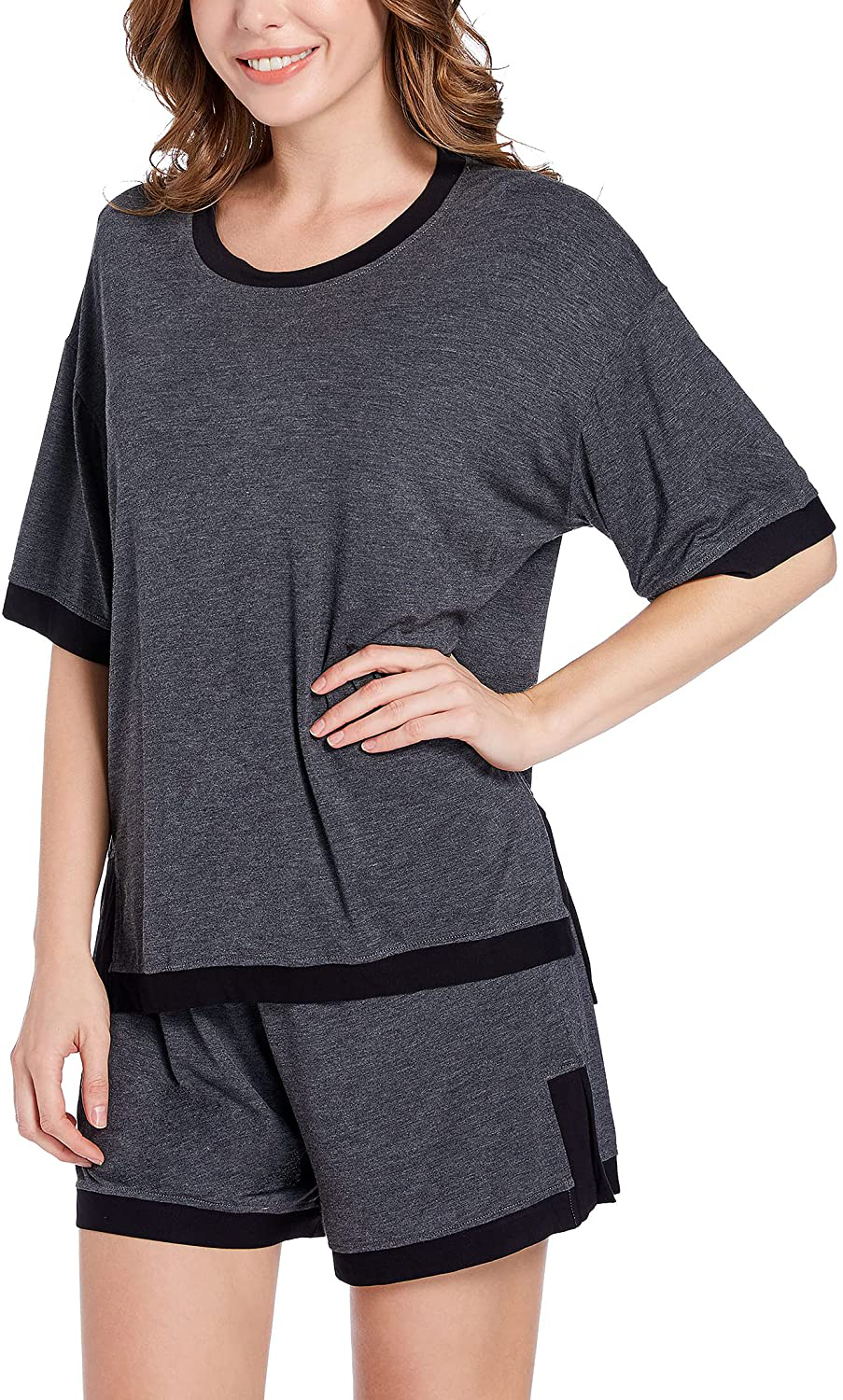 Eiggam Pajamas for Women Lounge Cotton Sleepwear Comfy Soft Long Button Down Pjs Set Pajamas Set Apparel & Accessories > Clothing > Sleepwear & Loungewear > Pajamas Eiggam