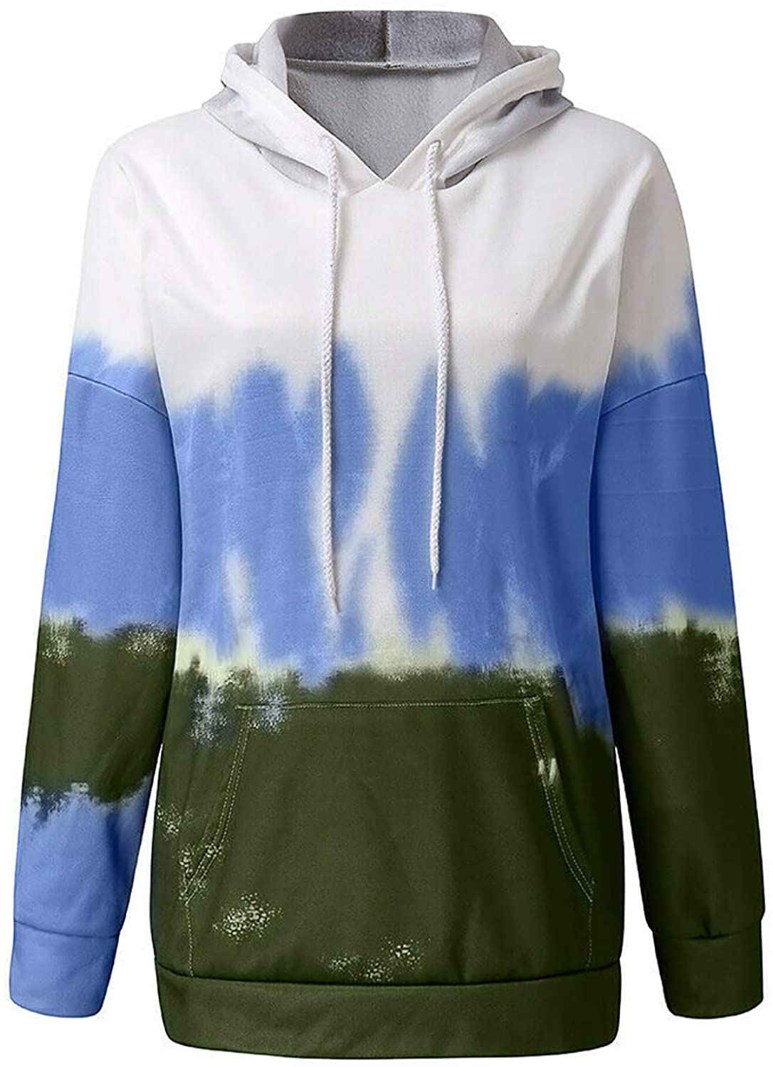 Eytino Women Hoodies Tops Tie Dye Printed Long Sleeve Drawstring Pullover Sweatshirts with Pocket(S-Xxl) Apparel & Accessories > Clothing > Activewear Kylie Max