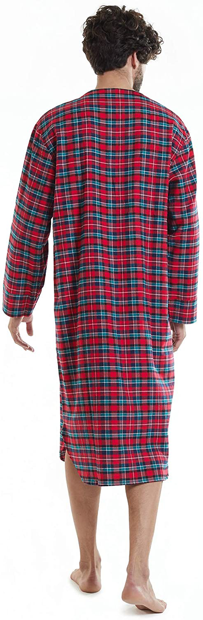 SIORO Men'S Flannel Nightshirt Plaid Cotton Nightwear Loose Pajama Sleep Shirt Apparel & Accessories > Clothing > Sleepwear & Loungewear > Nightgowns Kylie Max