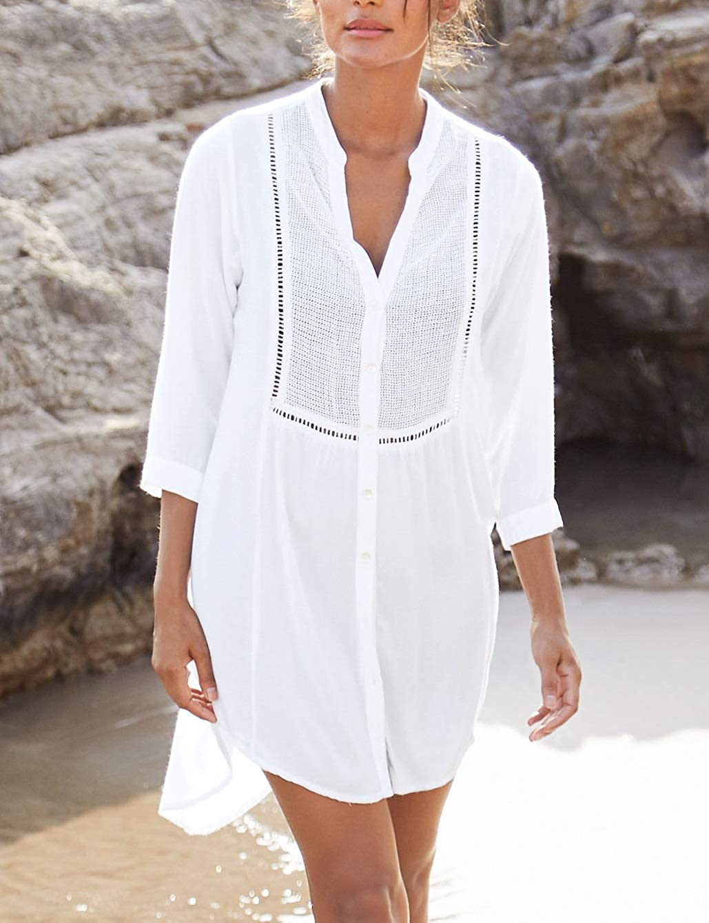 Wander Agio Beach Swimsuit for Women Sleeve Coverups Bikini Cover Up Apparel & Accessories > Clothing > Swimwear Kylie Max