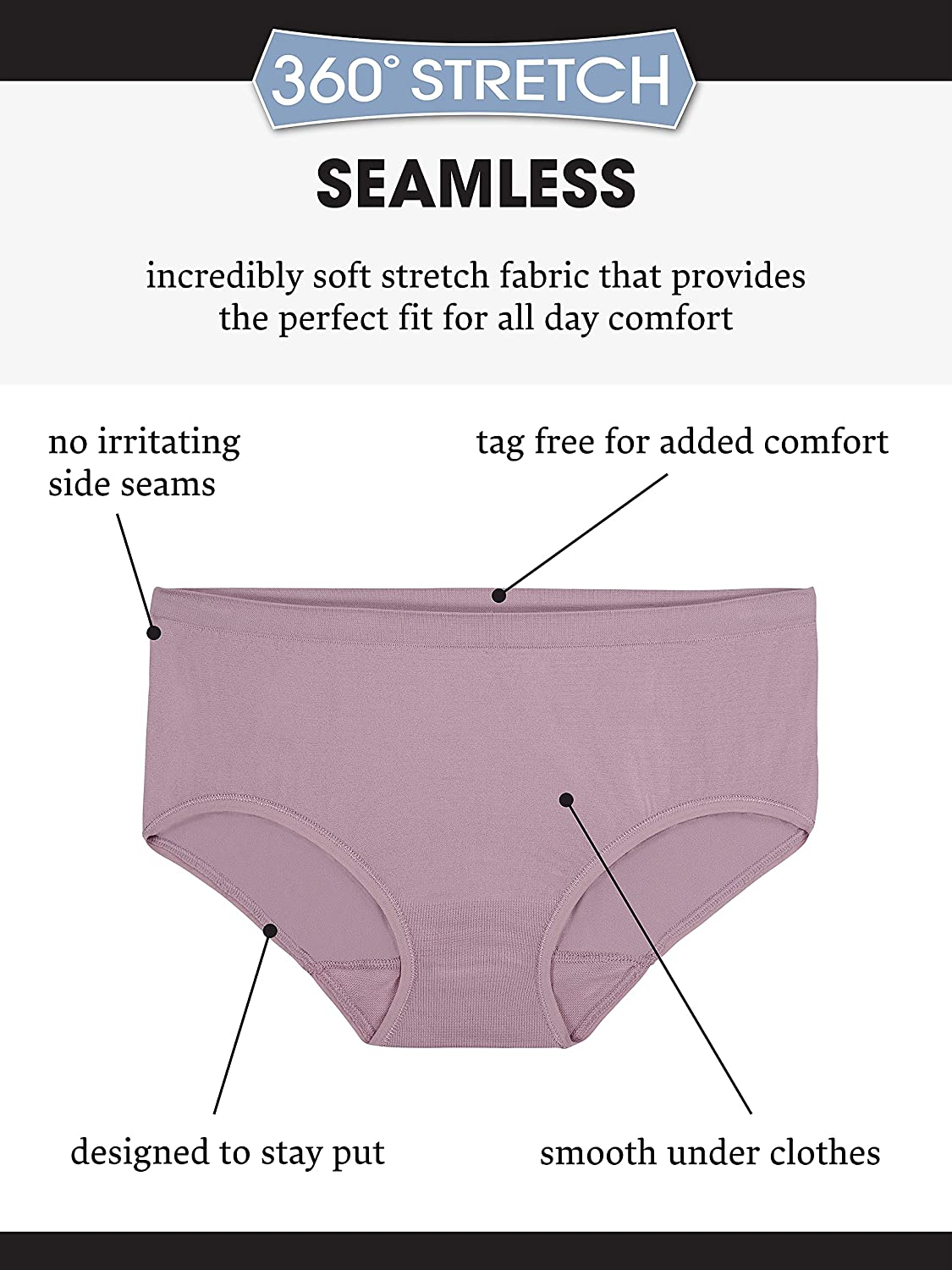 Fruit of the Loom Women'S Seamless Underwear (Regular & plus Size) Apparel & Accessories > Clothing > Underwear & Socks > Underwear Fruit of the Loom