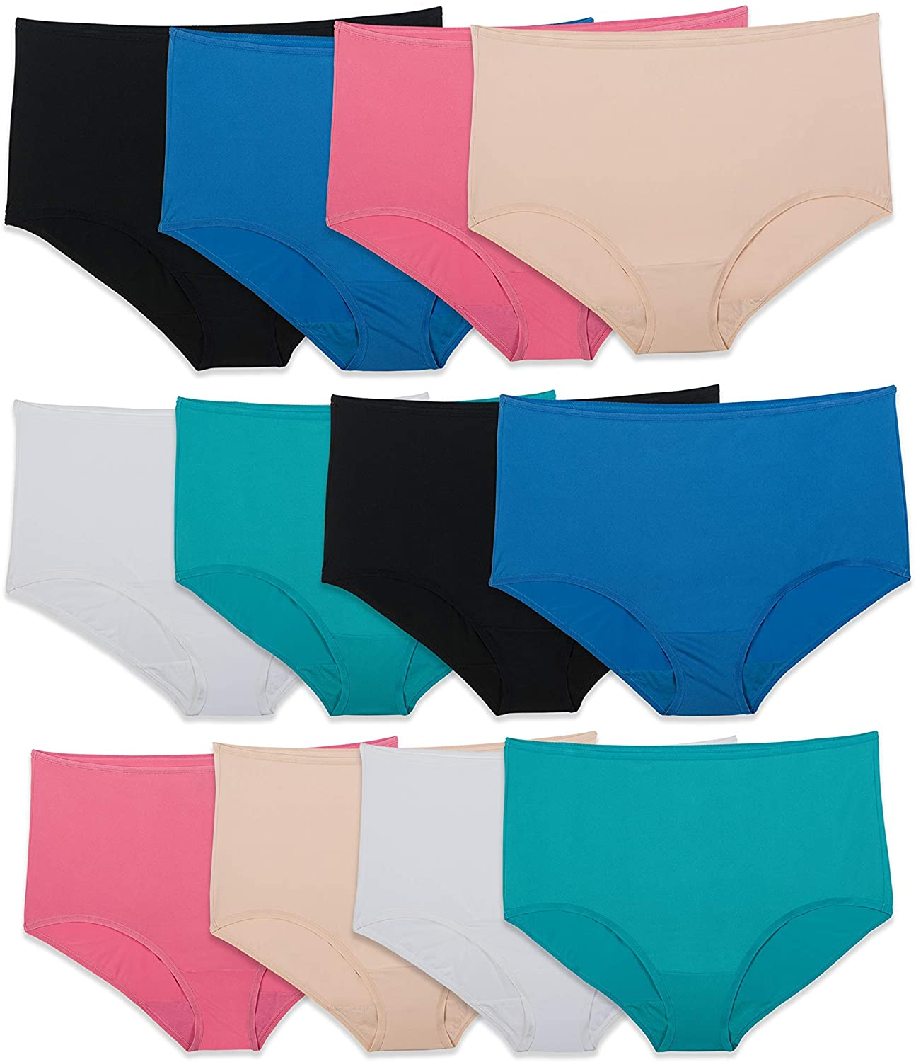 Fruit of the Loom Women'S Underwear Microfiber Panties (Regular & plus Size) Apparel & Accessories > Clothing > Underwear & Socks > Underwear Fruit of the Loom Brief - 12 Pack - Assorted 10 Brief