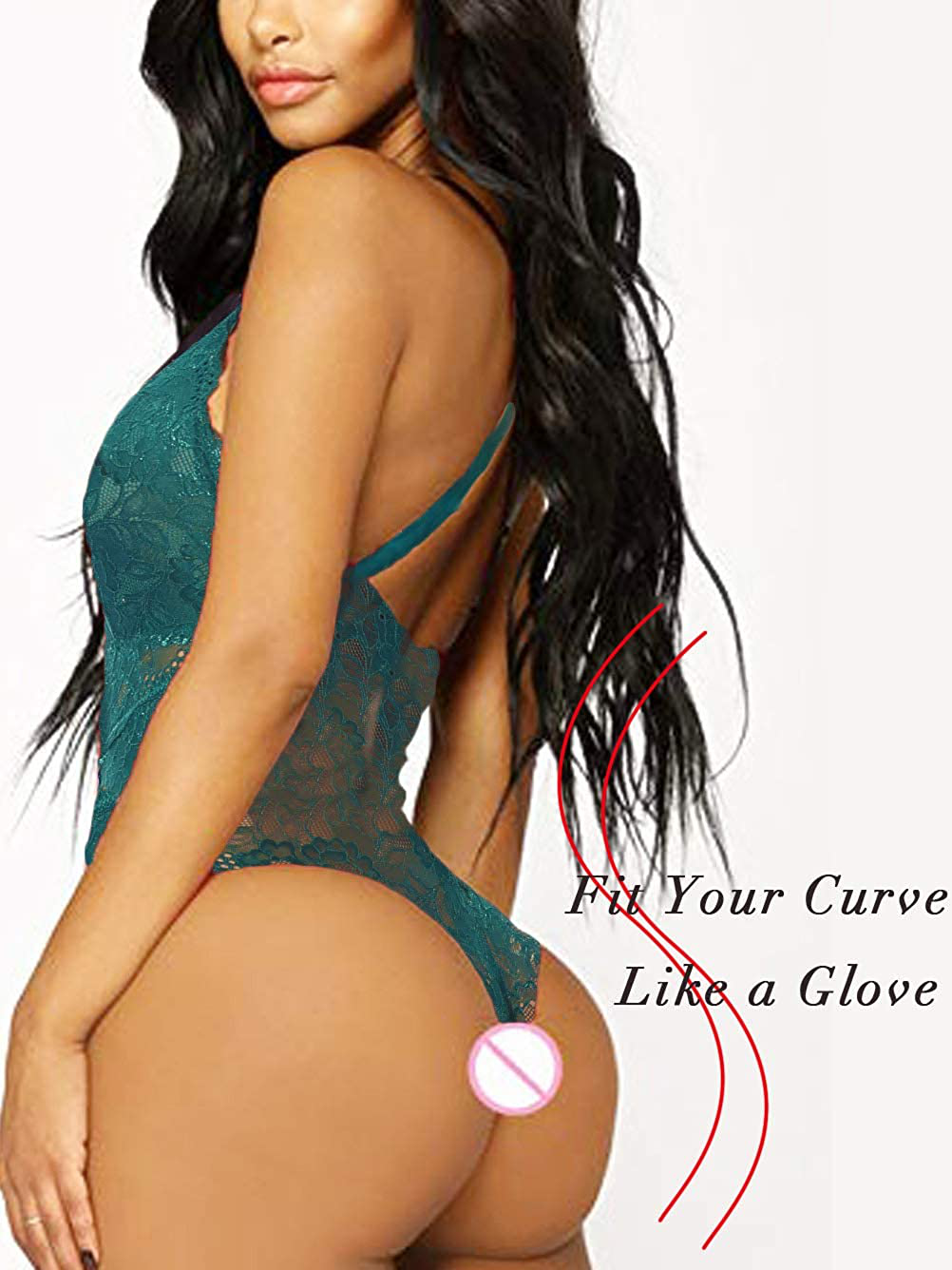 Kaei&Shi V-Neck See Through Lingerie Floral Lace Babydoll Sexy Lingerie for Women One Piece Bodysuit Apparel & Accessories > Clothing > Underwear & Socks > Lingerie Kaei&Shi