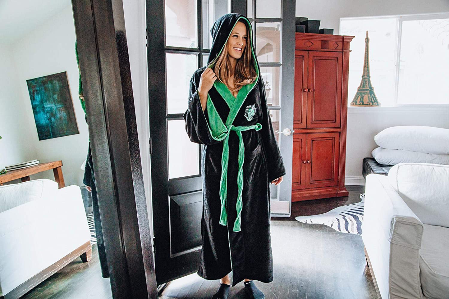 Harry Potter Slytherin Adult Fleece Hooded Bathrobe (One Size) Apparel & Accessories > Clothing > Sleepwear & Loungewear > Robes Kylie Max