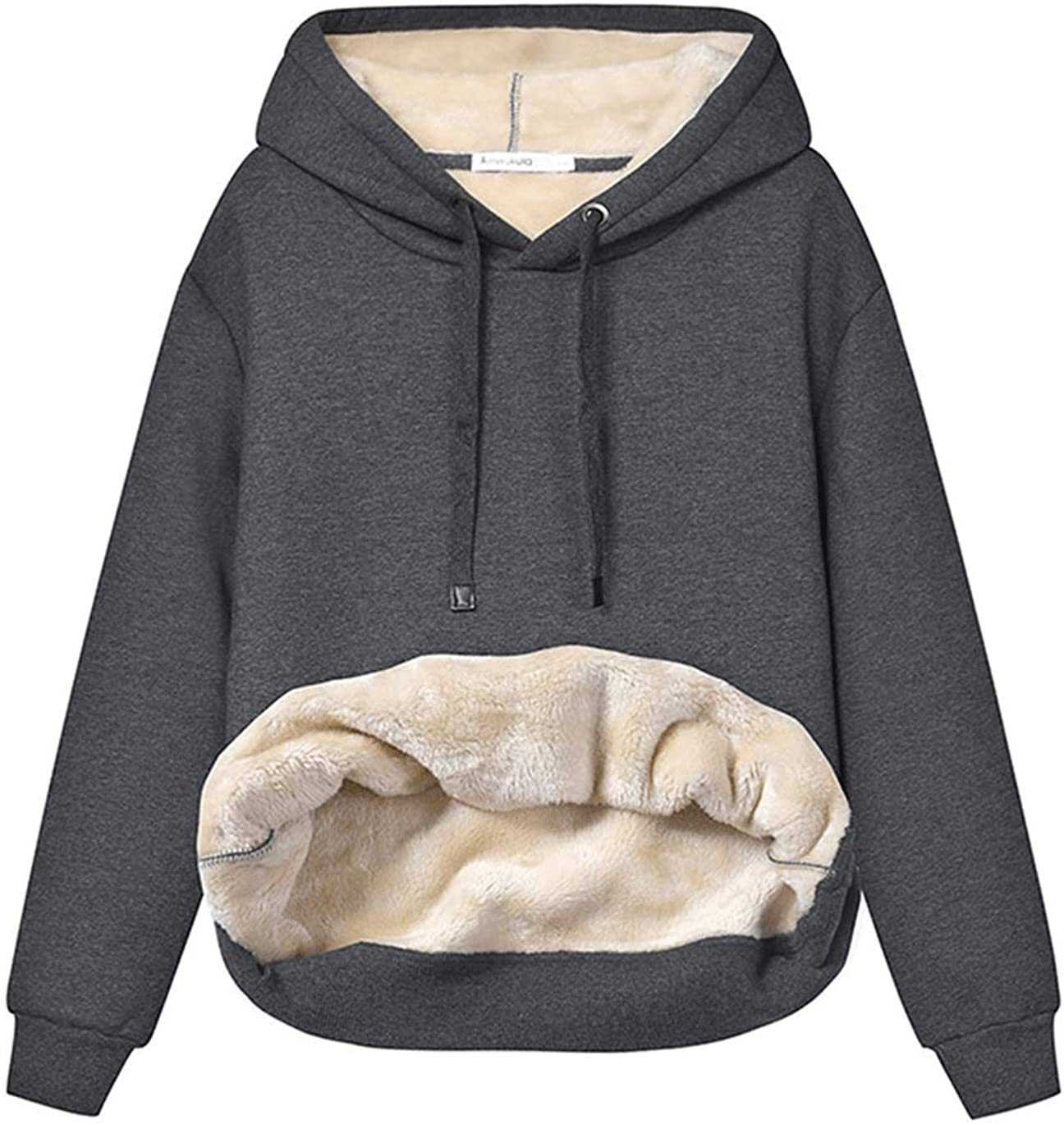 Haellun Womens Casual Winter Warm Fleece Sherpa Lined Pullover Hooded Sweatshirt Apparel & Accessories > Clothing > Activewear Kylie Max
