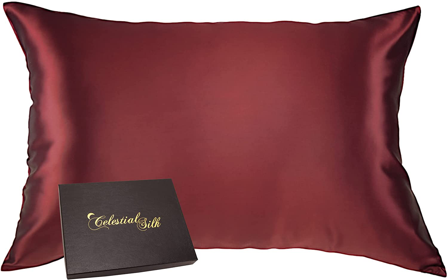 Celestial Silk 100% Pure Mulberry Silk Pillowcase Premium 25 Momme for Hair and Skin, Hypoallergenic Charmeuse Silk Weave on Both Sides - Hidden Zipper Closure (King, Vintage Pink) Arts & Entertainment > Party & Celebration > Gift Giving Celestial Silk Maroon King