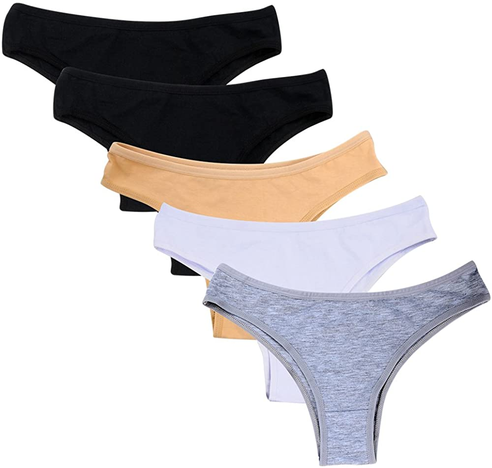 Nightaste Women'S 5-Pack Soft Cotton Tanga Panties Breathable Sport Half Back Coverage Bikini Thong Underwear Apparel & Accessories > Clothing > Underwear & Socks > Underwear Nightaste Assorted X-Large
