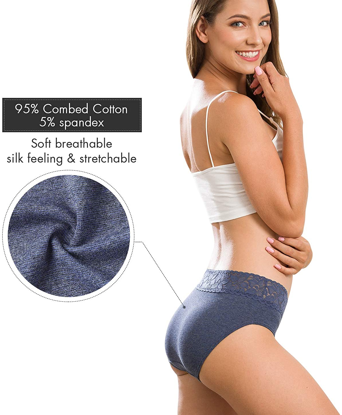 Cotton Hipster Panties for Women Lace Hiphugger Panties Bikini Underwear Pack Apparel & Accessories > Clothing > Underwear & Socks > Underwear Altheanray