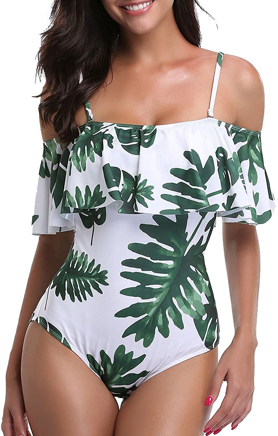 Women One Piece Bathing Suit Printed Shoulder Straps Ruched Swimwear Bikini S. Apparel & Accessories > Clothing > Swimwear Kylie Max