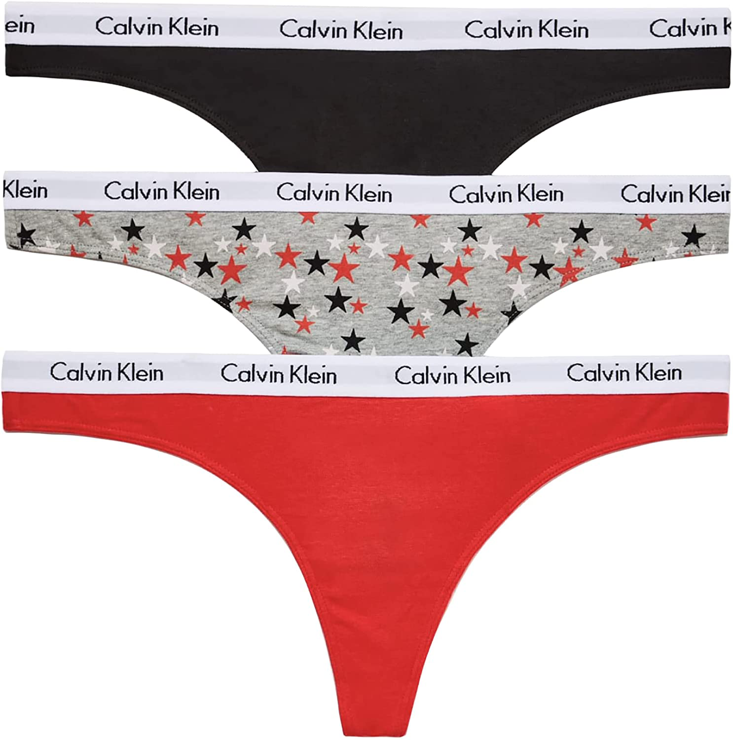 Calvin Klein Women's Carousel Logo Cotton Thong Panty Apparel & Accessories > Clothing > Underwear & Socks > Underwear Calvin Klein Tomato/Twinkle Grey Heather/Black 3 X-Small