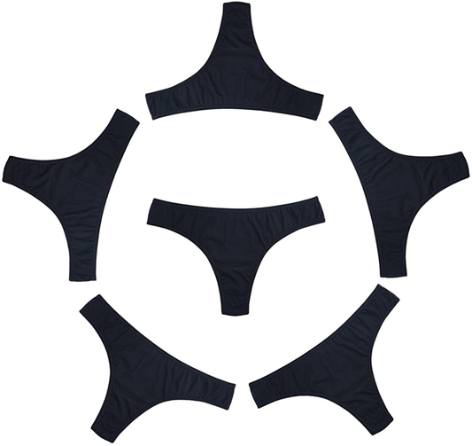 Knitlord 6 Pack Women's Thongs Underwear Cotton Breathable Panties Hipster Bikini Apparel & Accessories > Clothing > Underwear & Socks > Underwear KNITLORD Black 6pk Medium