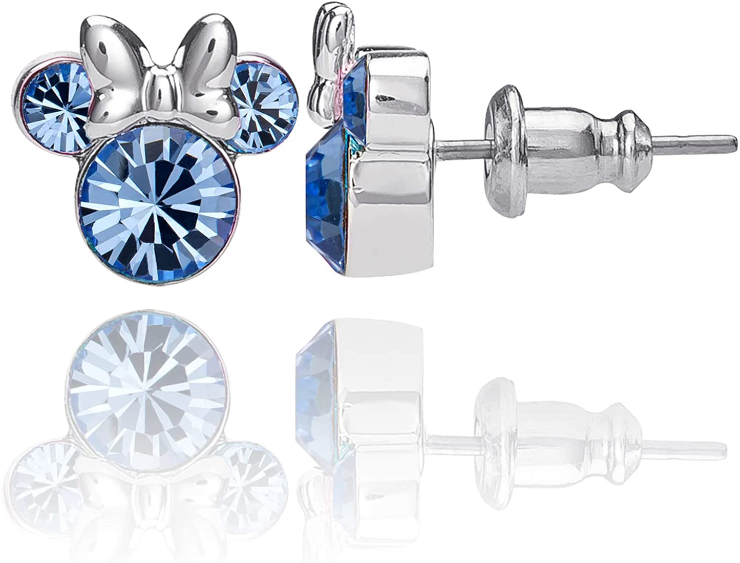 Disney Minnie Mouse Birthstone Jewelry, Silver Plated Crystal Stud Earrings for Women and Girls Arts & Entertainment > Party & Celebration > Gift Giving Disney December-Light Sapphire Crystal