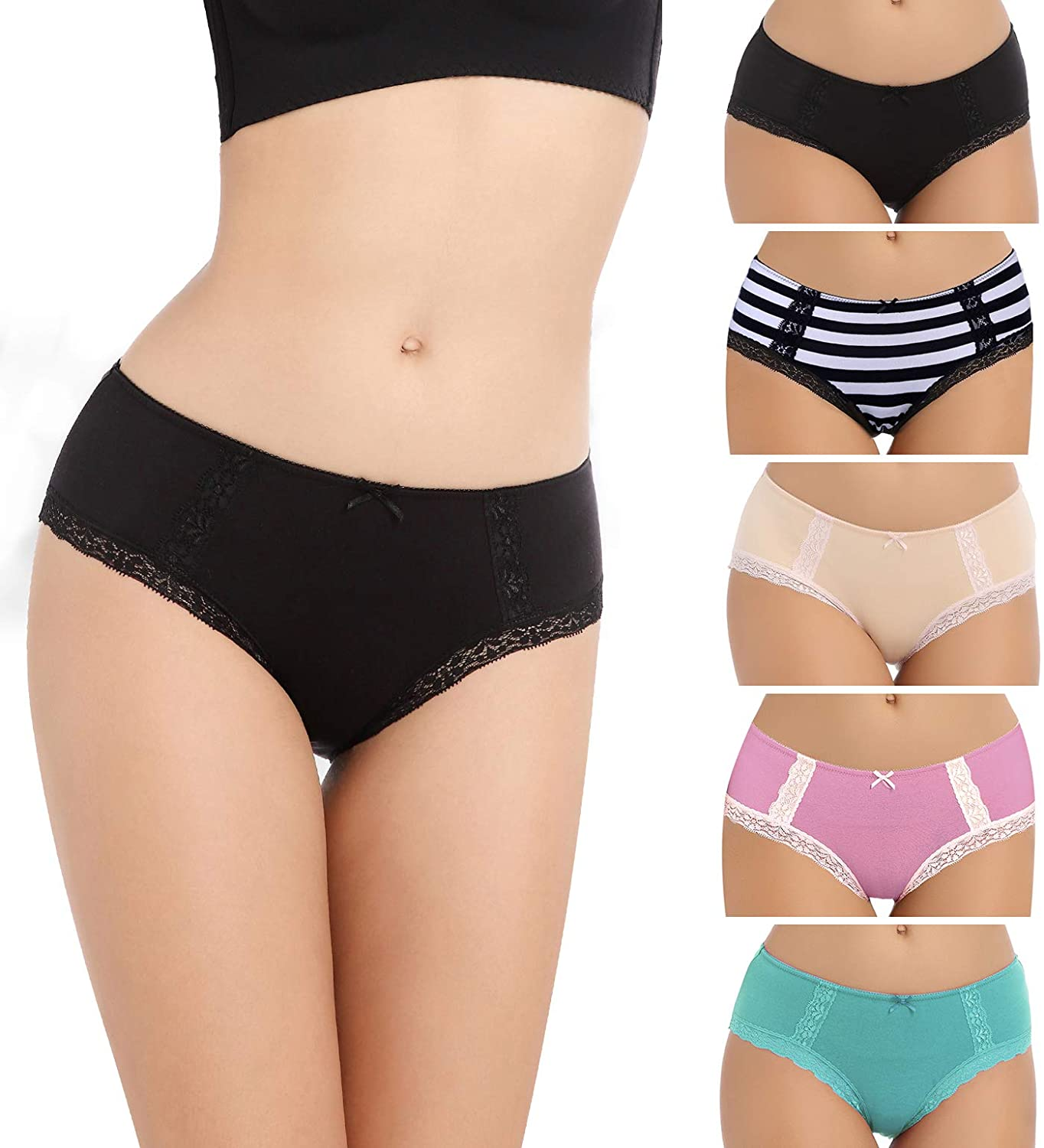 VOOKIIMO Soft Cotton Hipster Panties Womens Underwear Apparel & Accessories > Clothing > Underwear & Socks > Underwear VOOKIIMO Assorted of G Medium