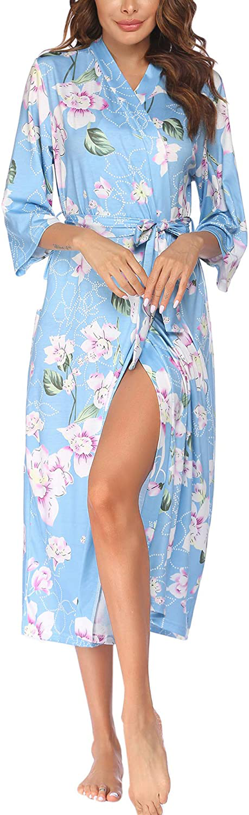 Ekouaer Womens Robes, Lightweight Cotton Robe Soft Sleepwear Ladies Loungewear Dressing Gown Long Bathrobe Apparel & Accessories > Clothing > Sleepwear & Loungewear > Robes Ekouaer