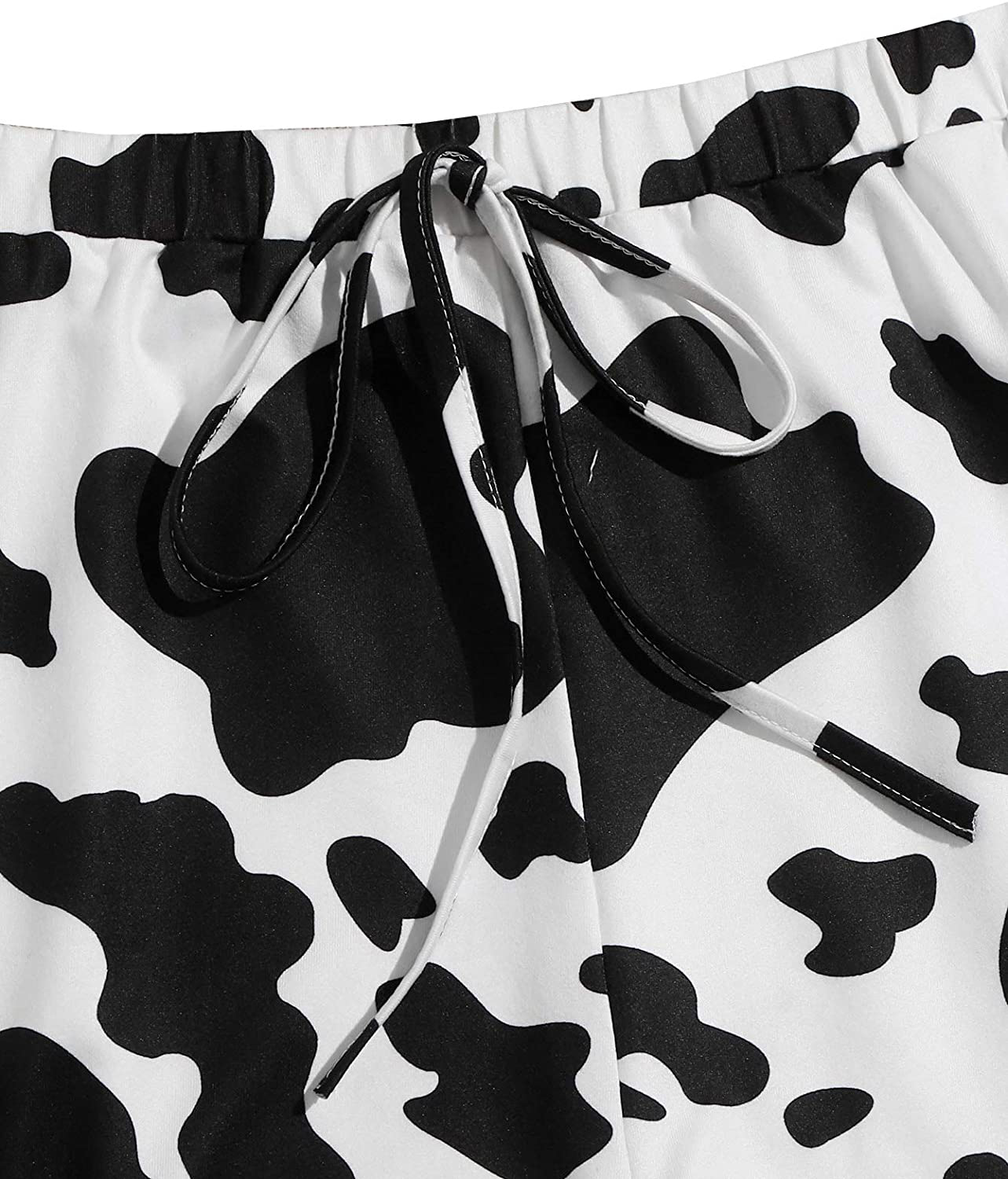 Shein Women'S Sleepwear Set Cow Print Cami Top with Drawstring Shorts Casual Cute Pajama Set Apparel & Accessories > Clothing > Sleepwear & Loungewear Kylie Max