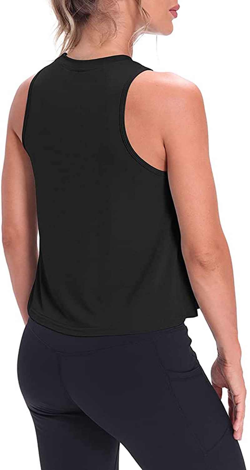 Mippo Crop Tops for Women Womens Workout Tops Flowy Cropped Tank Tops Athletic Shirts Apparel & Accessories > Clothing > Activewear Kylie Max