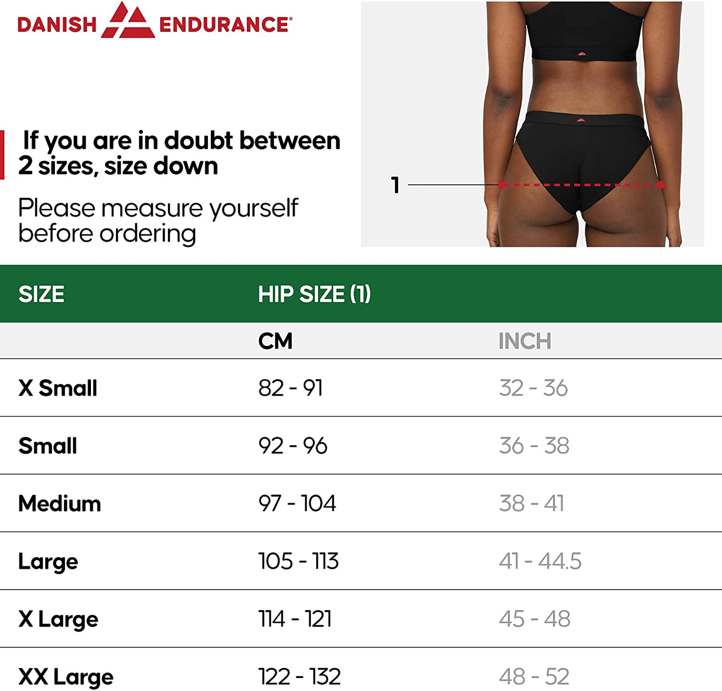 DANISH ENDURANCE Organic Cotton Stretch Bikini Panties 6-Pack for Women, OEKO-TEX, Comfy & Classic Underwear KYLIE MAX