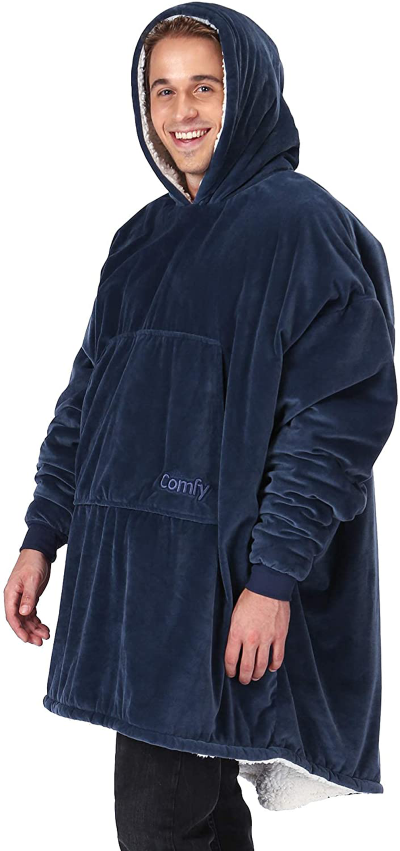 THE COMFY Original | Oversized Microfiber & Sherpa Wearable Blanket, Seen On Shark Tank, One Size Fits All Blue Arts & Entertainment > Party & Celebration > Gift Giving THE COMFY