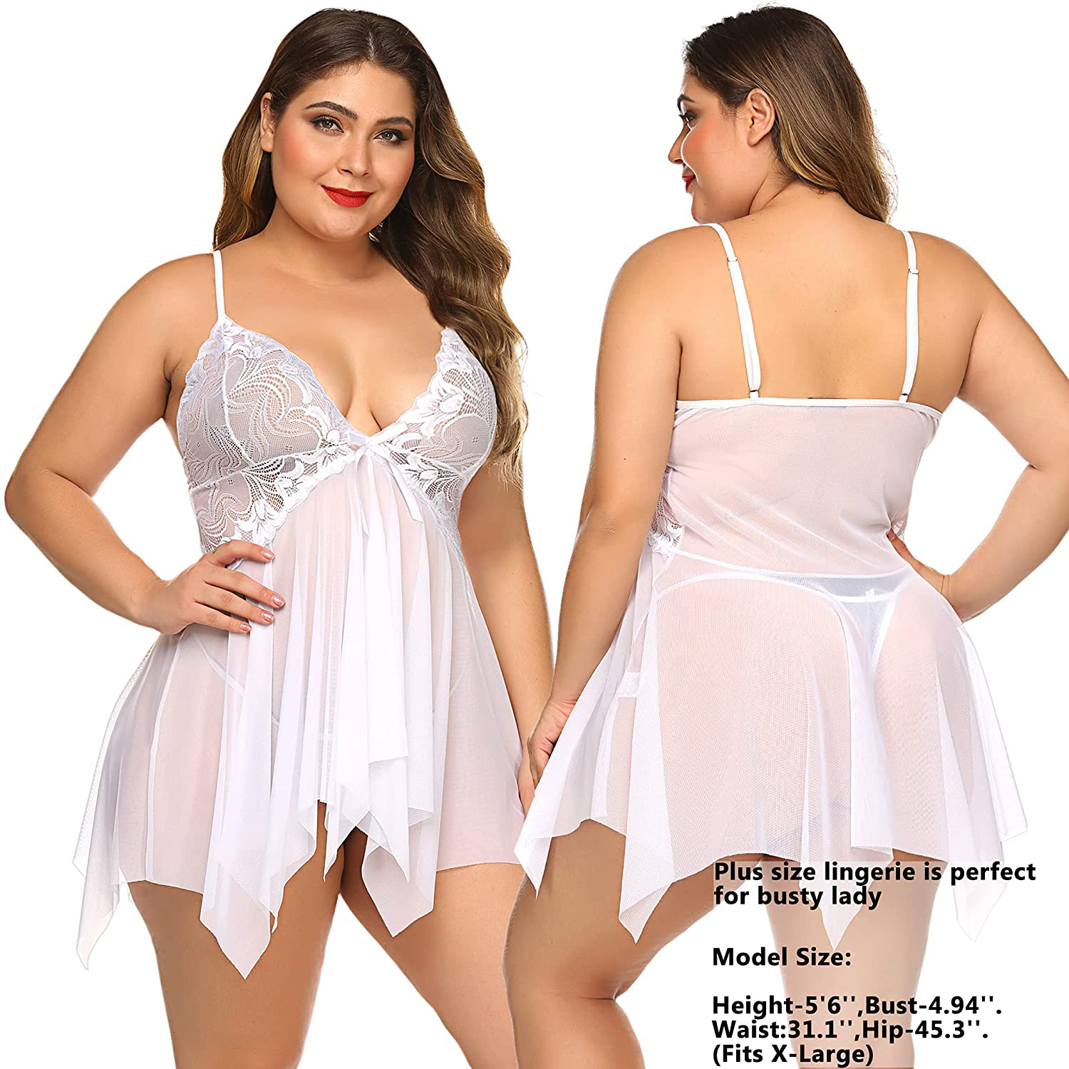 Avidlove Lingerie for Women Lace Babydoll Sleepwear Boudoir Outfits plus Size Langeray XS-5XL Apparel & Accessories > Clothing > Underwear & Socks > Lingerie Kylie Max