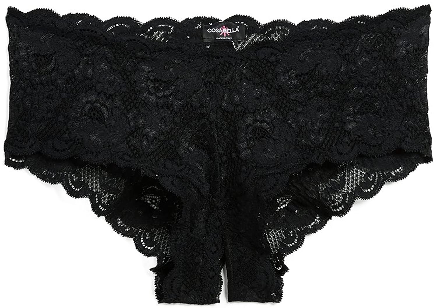 Cosabella Women'S Never Say Never Naughtie Open Gusset Hotpant Panty Apparel & Accessories > Clothing > Underwear & Socks > Underwear Cosabella Black Medium-Large