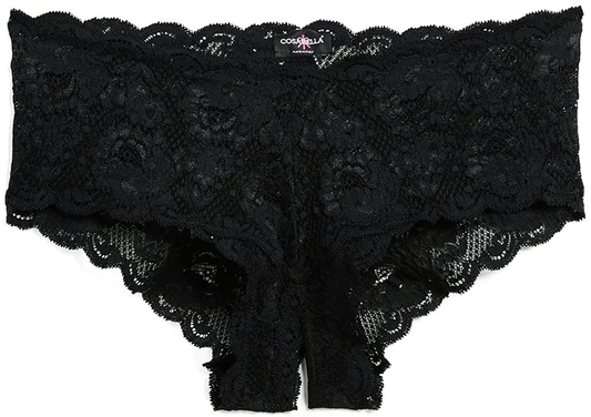 Cosabella Women'S Never Say Never Naughtie Open Gusset Hotpant Panty Apparel & Accessories > Clothing > Underwear & Socks > Underwear Cosabella Black Medium-Large