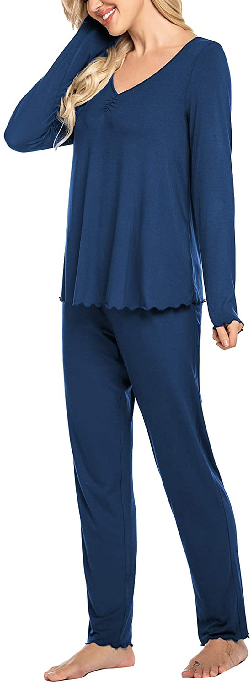 Ekouaer Women'S Pajama Set Long Sleeve Sleepwear Soft Loungewear Sets Pajamas Top and Pants Pjs S-XXL Apparel & Accessories > Clothing > Sleepwear & Loungewear Kylie Max