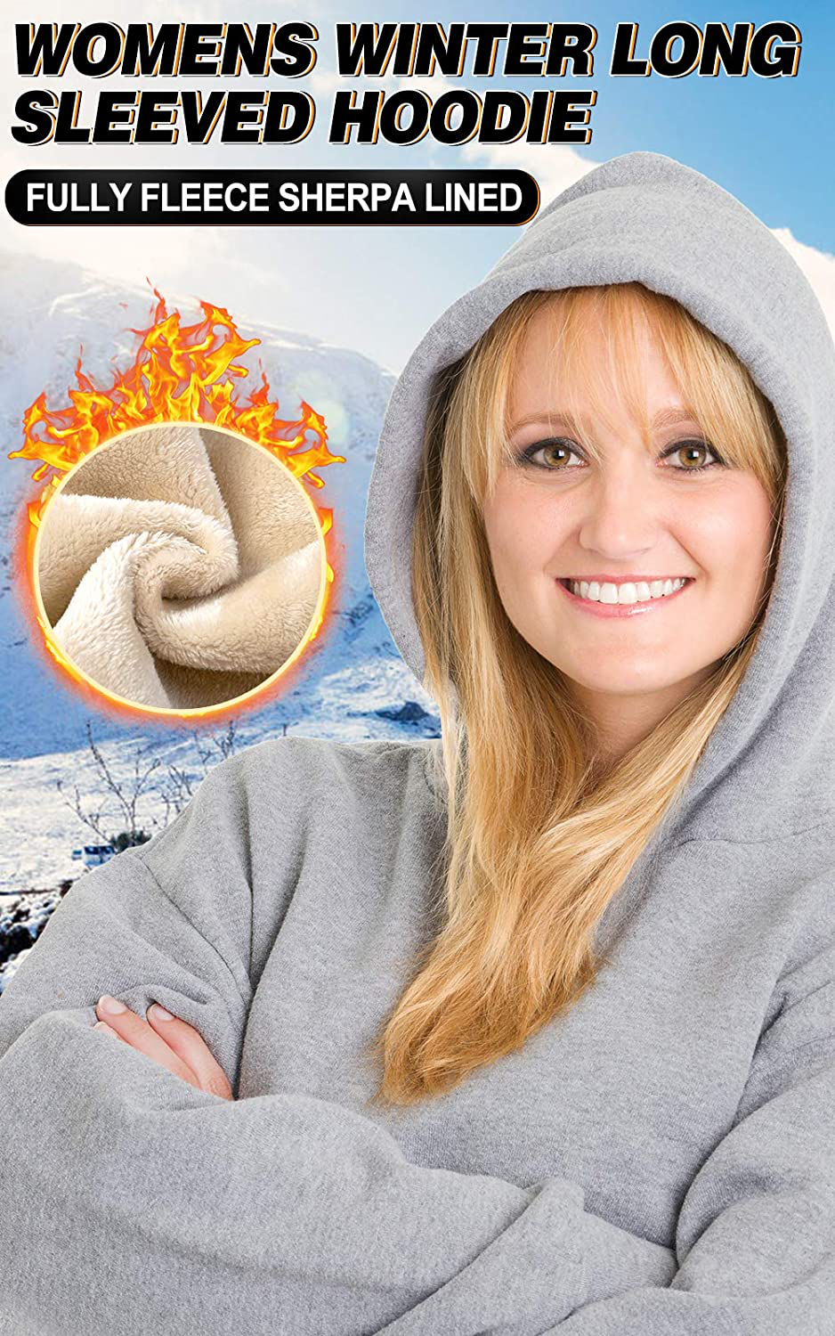 Theast Womens Winter Casual Warm Fleece Sherpa Lined Pullover Hooded Sweatshirt, Hoodies Sweatshirt for Women Apparel & Accessories > Clothing > Activewear Kylie Max