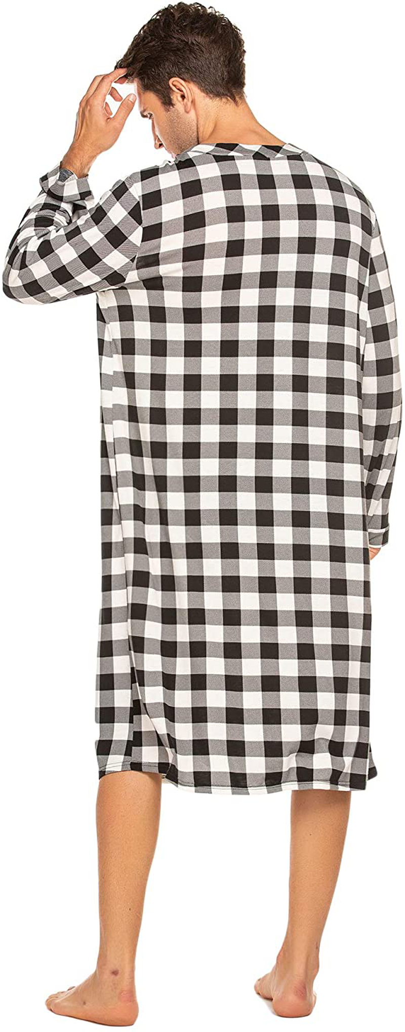 Ekouaer Sleepwear Mens Nightshirt Big & Tall Plaid Sleep Shirt Lightweight Henley Pajamas Shirt Apparel & Accessories > Clothing > Sleepwear & Loungewear > Nightgowns Kylie Max