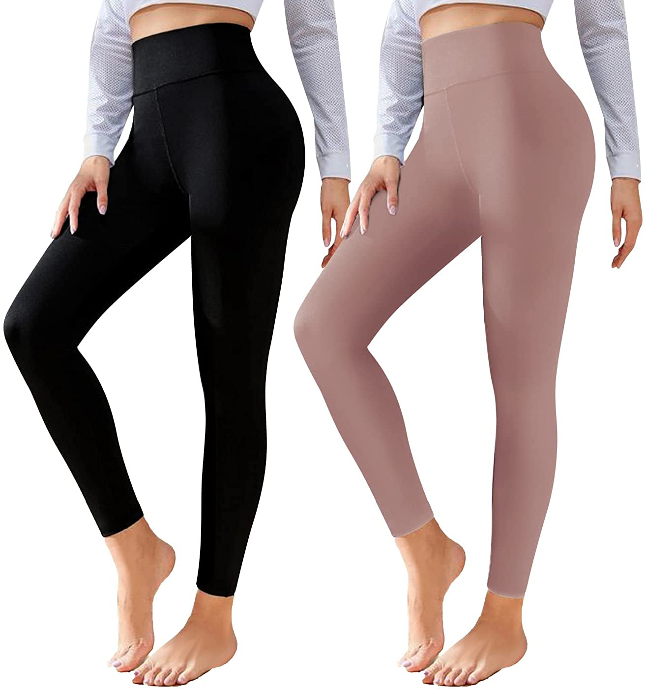 CTHH 2 Pack Leggings for Women-High Waisted Tummy Control Workout Running Black Yoga Pants Apparel & Accessories > Clothing > Activewear CTHH G-2pack(black,rosy) Small-Medium