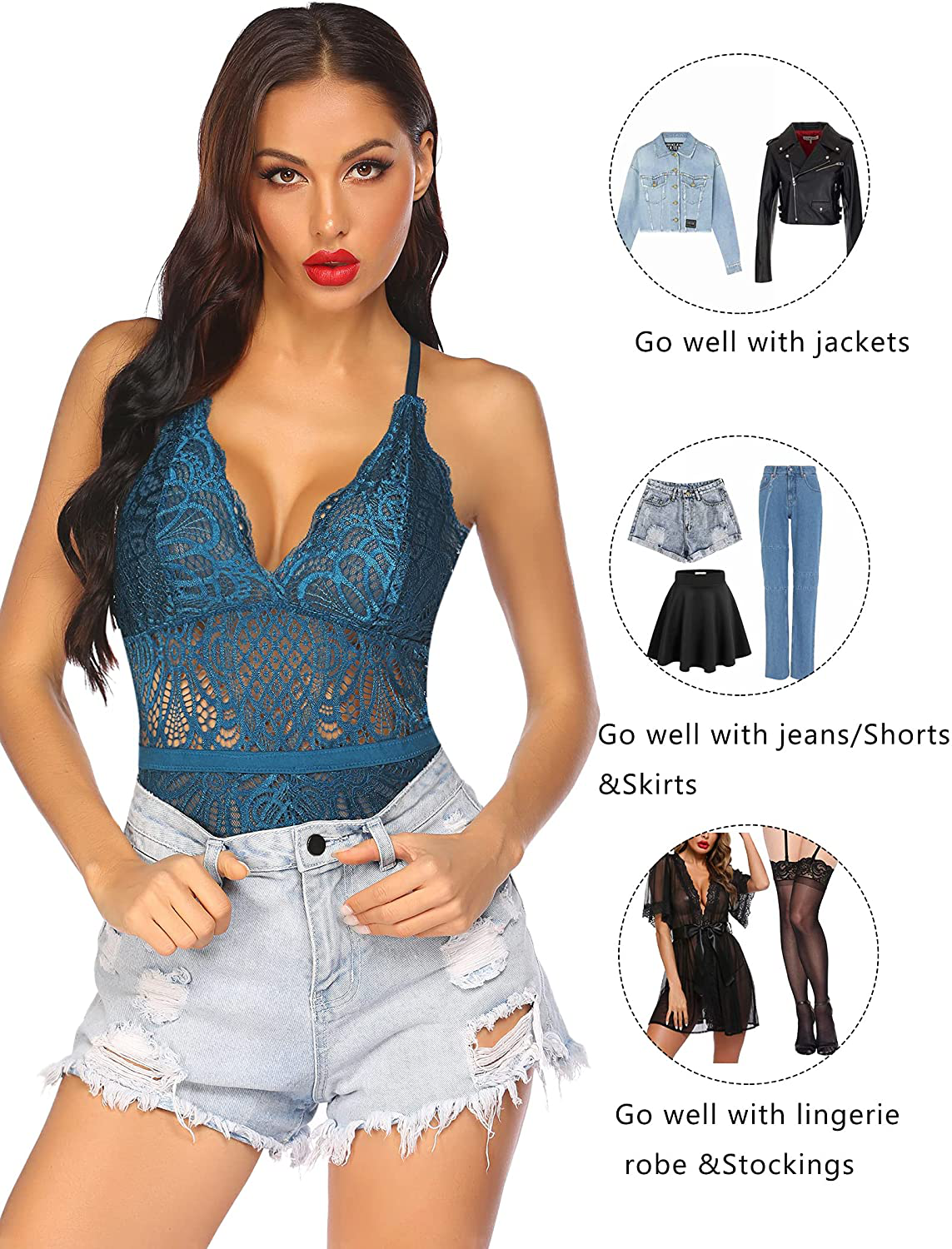 Avidlove Snap Crotch Lingerie Sexy Teddy Bodysuit One Piece Lace Babydoll Apparel & Accessories > Clothing > Underwear & Socks > Lingerie Avidlove