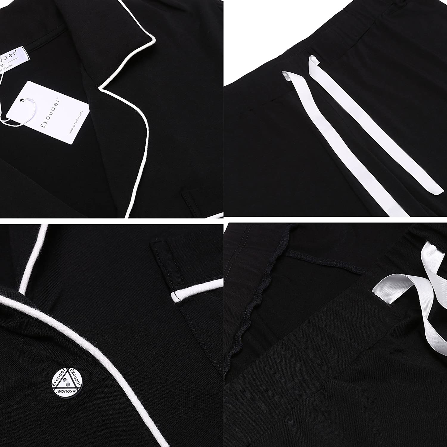 Ekouaer Pajamas Set Long Sleeve Sleepwear Womens Button down Nightwear Soft Pj Lounge Sets XS-XXL Apparel & Accessories > Clothing > Sleepwear & Loungewear > Pajamas Kylie Max