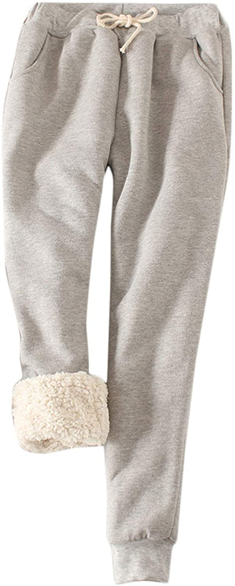 Flygo Women'S Winter Warm Fleece Joggers Pants Sherpa Lined Athletic Active Sweatpants Apparel & Accessories > Clothing > Activewear Kylie Max