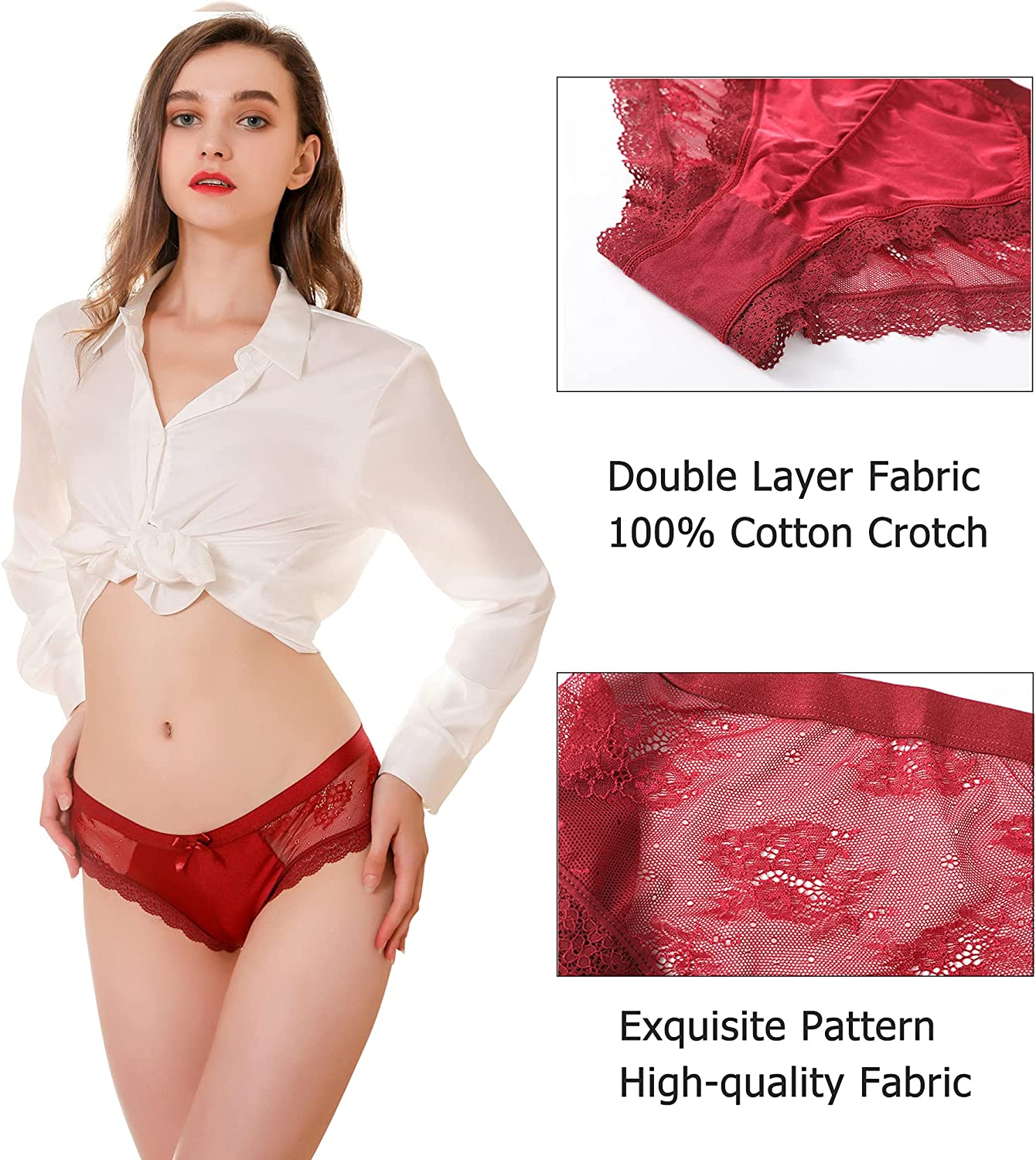 LEVAO Womens Bikini Panties Underwear Lace Hipster Seamless Sexy Hi Cuts Pack 6 Apparel & Accessories > Clothing > Underwear & Socks > Underwear LEVAO