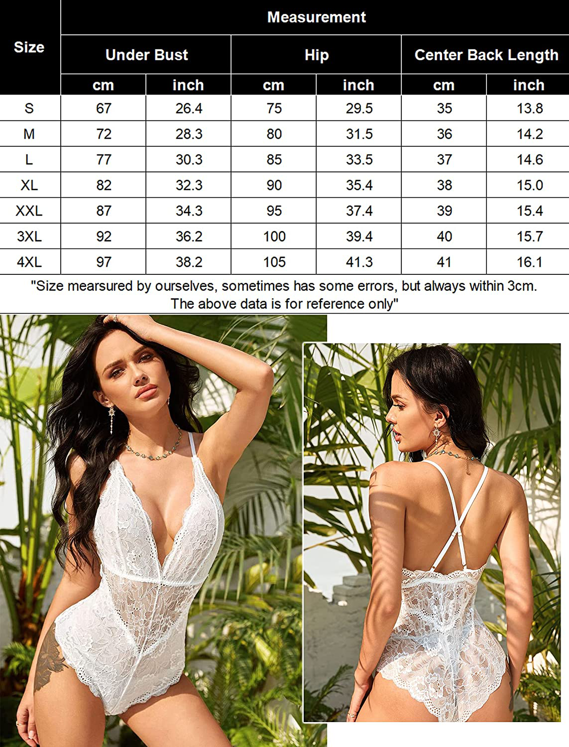 Avidlove Women Snap Crotch Lingerie Sexy Lace Bodysuit Deep V Teddy One Piece Lace Babydoll Apparel & Accessories > Clothing > Underwear & Socks > Lingerie Avidlove