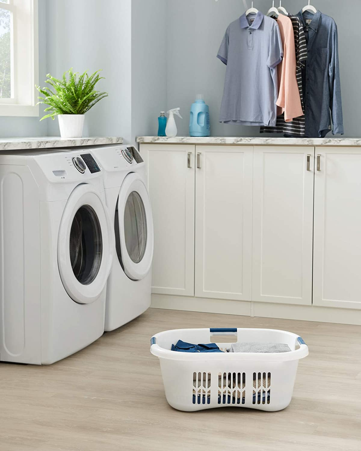 Rubbermaid Laundry Basket, XL Hip-Hugger Basket, 2.1-Bushel, White, Laundry, Storage, Bathroom, Bedroom, Home Closet Clothes Basket Apparel & Accessories > Clothing > Underwear & Socks > Underwear Rubbermaid