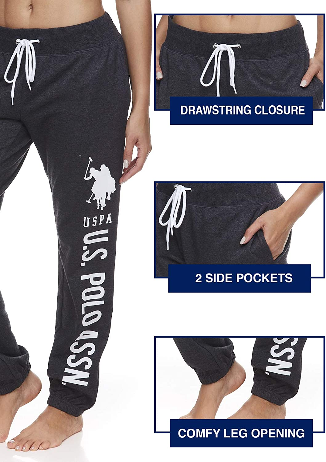 U.S. Polo Assn. Essentials Womens Sweatpants with Pockets - French Terry Jogger Sweats Apparel & Accessories > Clothing > Underwear & Socks > Underwear U.S. Polo Assn.