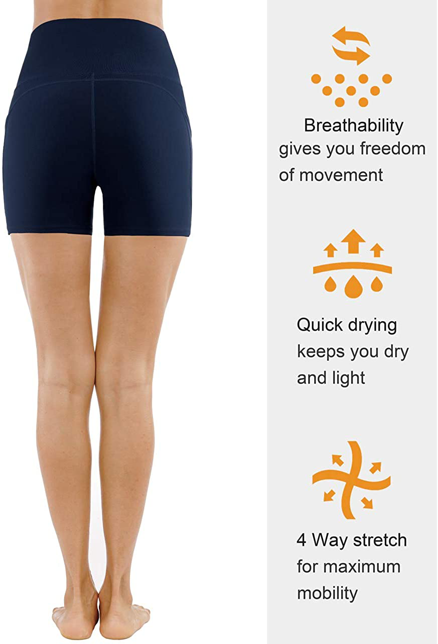 THE GYM PEOPLE High Waist Yoga Shorts for Women'S Tummy Control Fitness Athletic Workout Running Shorts with Deep Pockets Apparel & Accessories > Clothing > Shorts Kylie Max