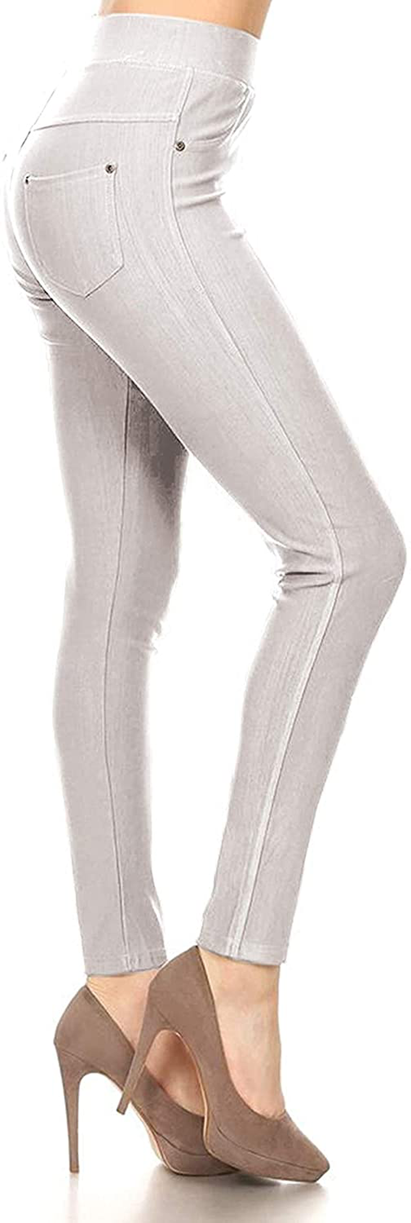 Leggings Depot Premium Quality Women's Cotton Blend Stretch Pull-on Jeggings with Pockets Apparel & Accessories > Clothing > Activewear LEGGINGS DEPOT White 1X-2X