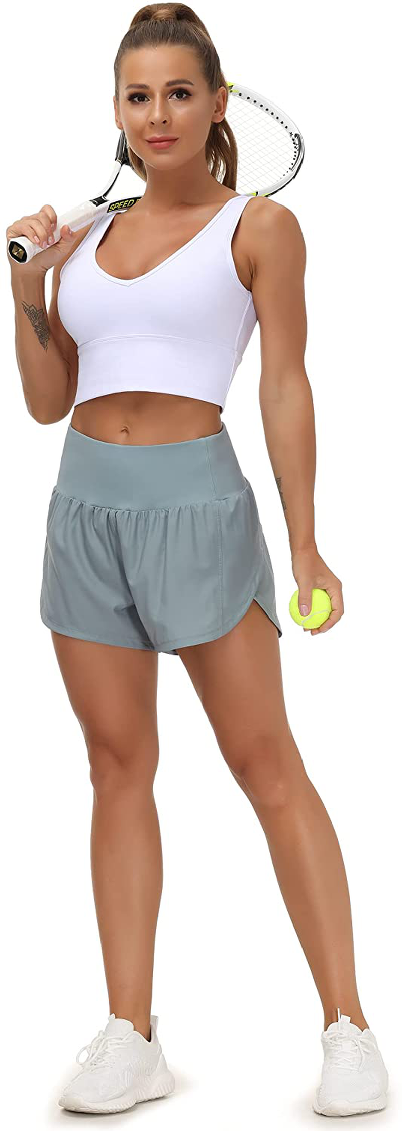 THE GYM PEOPLE Womens High Waisted Running Shorts Quick Dry Athletic Workout Shorts with Mesh Liner Zipper Pockets Apparel & Accessories > Clothing > Shorts Kylie Max