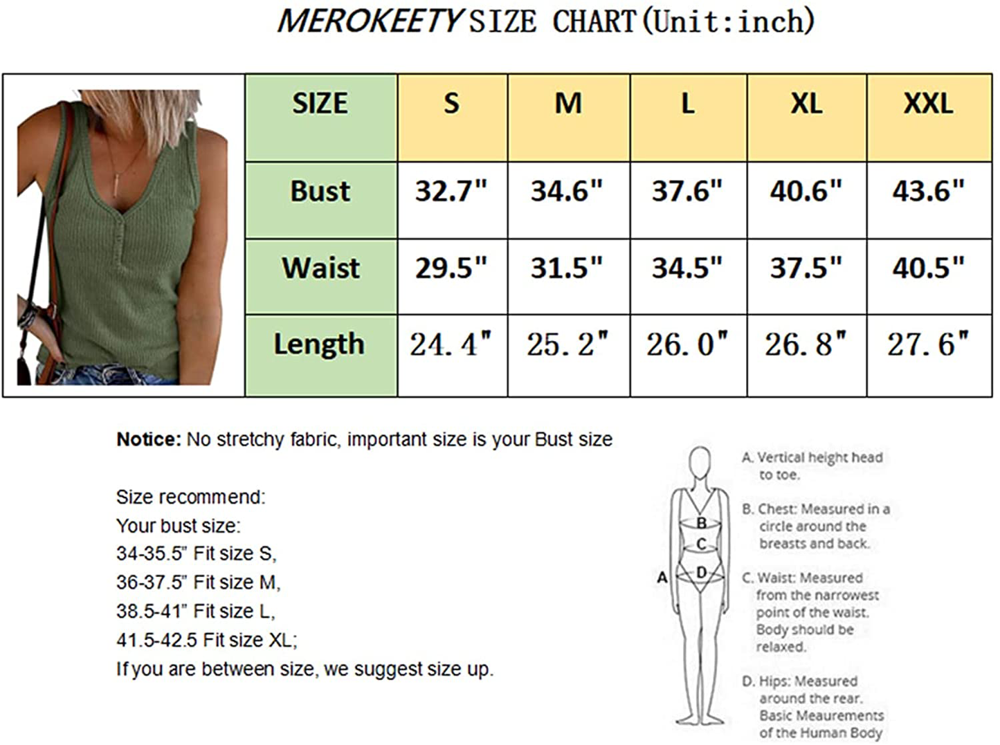 MEROKEETY Womens V Neck Tank Tops Summer Sleeveless Ribbed Button Casual Henley Shirts Apparel & Accessories > Clothing > Activewear Kylie Max